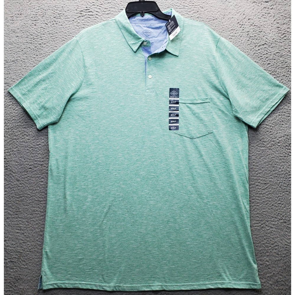 St. John's Bay Golf Performance Polo Shirt Men 2XLT Green Super Soft Classic Fit